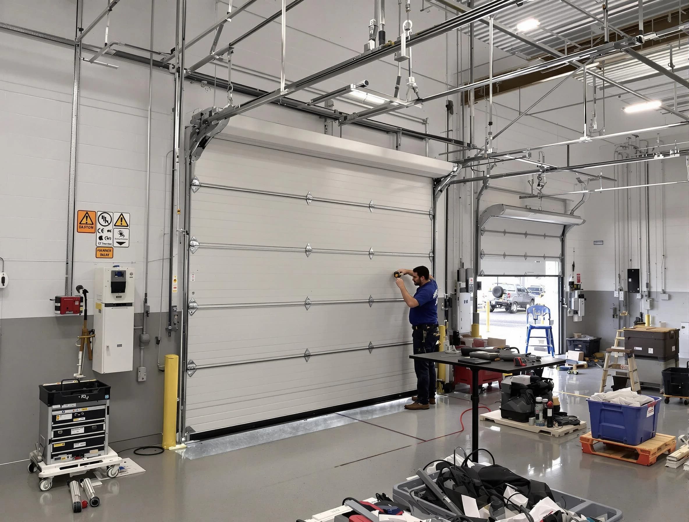 Commercial garage door repair being performed by Pleasant Grove Garage Door Repair expert in Pleasant Grove